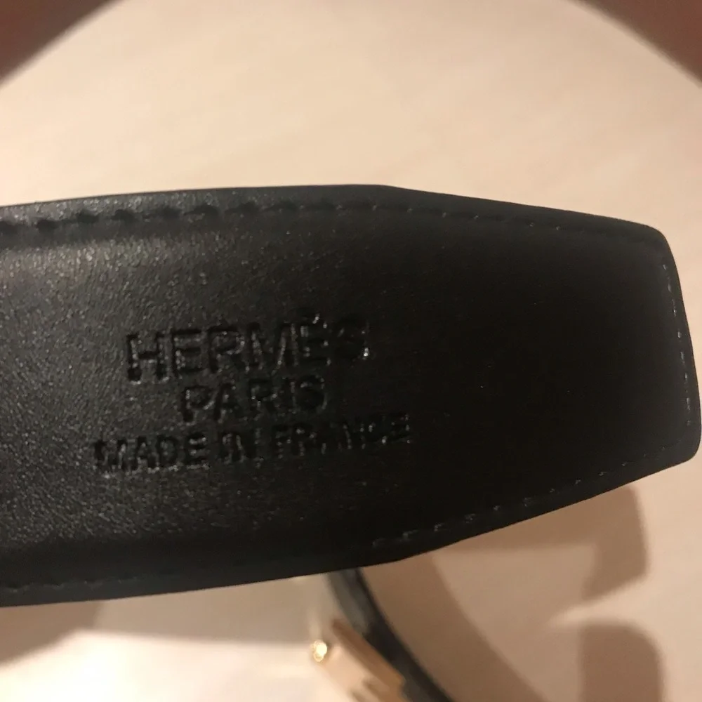 HERMES reversible leather belt in gold hardware - Picture 7 of 9